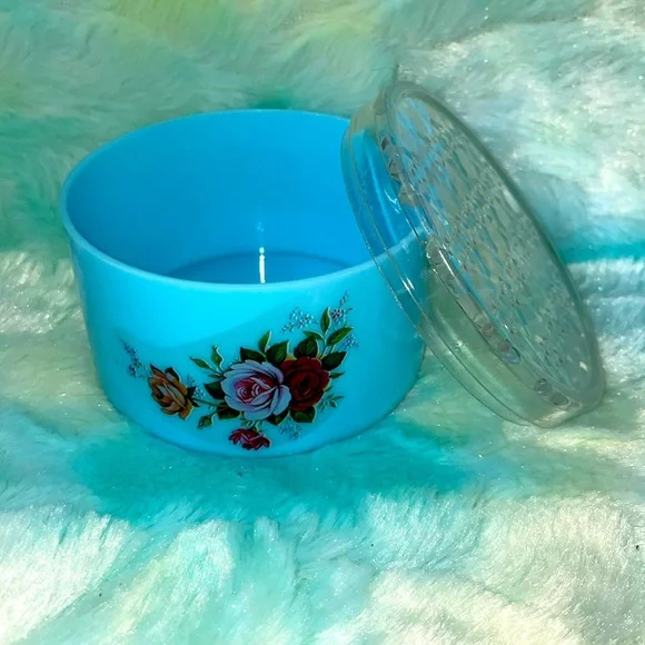 Vintage blue plastic dresser or trinket box. - Picture 2 of 2